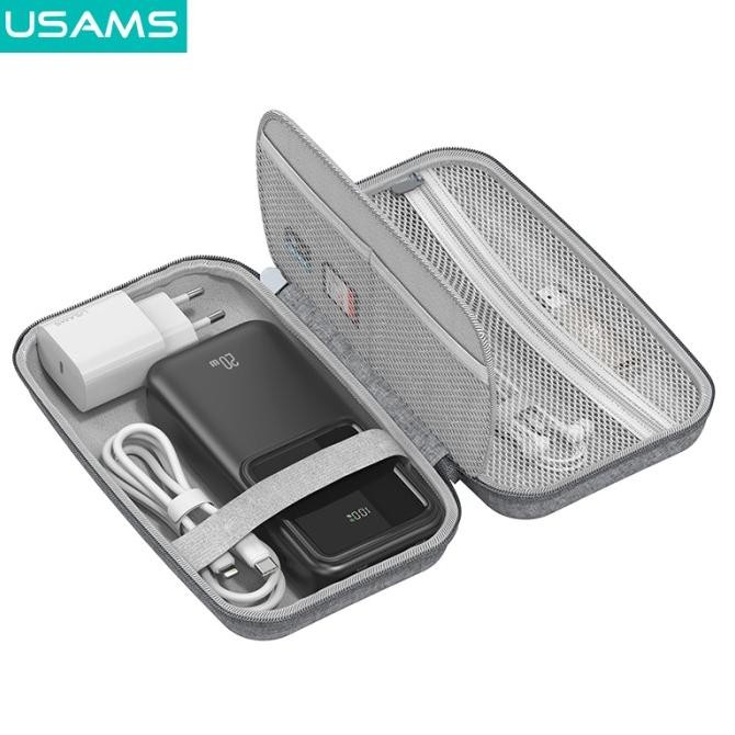 USAMS ZB290 Portable Storage Bag Tas Powerbank Charger Kabel Garansi