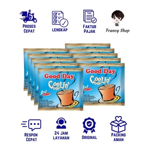 

Paket Murah Good Day Coolin 3in1 Kopi Instan Sachet 1 Renceng 20gr x10 pcs