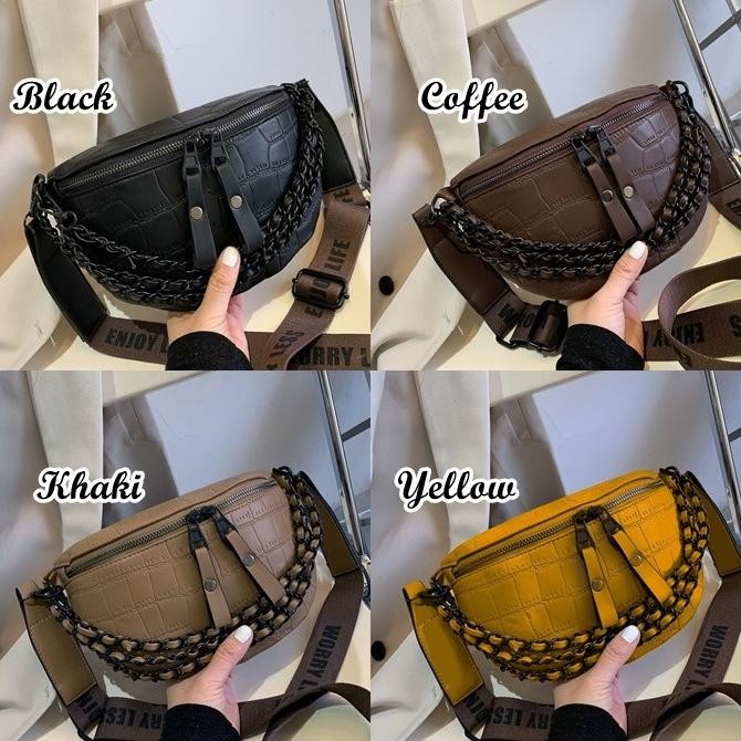 WAIST BAG GD41423 TAS PINGGANG WANITA MOTIF CROCO MODIS IMPORT MURAH SHOULDER BAG WAISTBAG SLING BAG