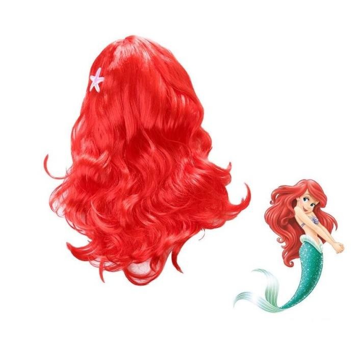 WIG MERAH MERMAID ARIEL PUTRI DUYUNG / COSPLAY RAMBUT PALSU PUTRI ANAK