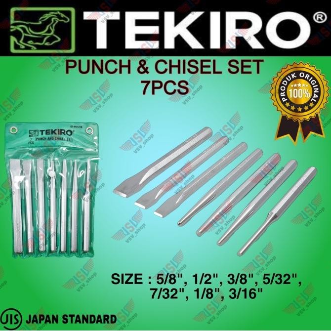 

TERMURAH - TEKIRO Punch and Chisel Set 7pcs Pahat Besi Penitik Pin Cold Chisel