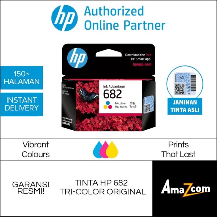 Kondrat - Hp Tinta 682 Color / Warna Original Cartridge Tinta Printer Hp 1216 2335 2336 2337 2775