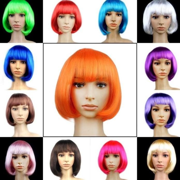 VIVACIOUZVIBES WIG RAMBUT PALSU WANITA WARNA WARNI RAMBUT PENDEK BOB PONI