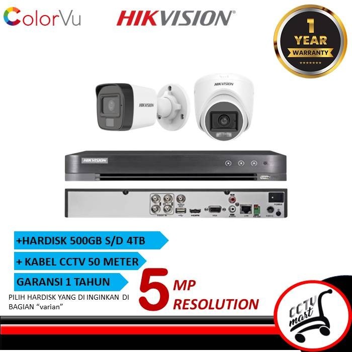 PAKET CCTV HIKVISION 5MP 4 CHANNEL 2 CAMERA