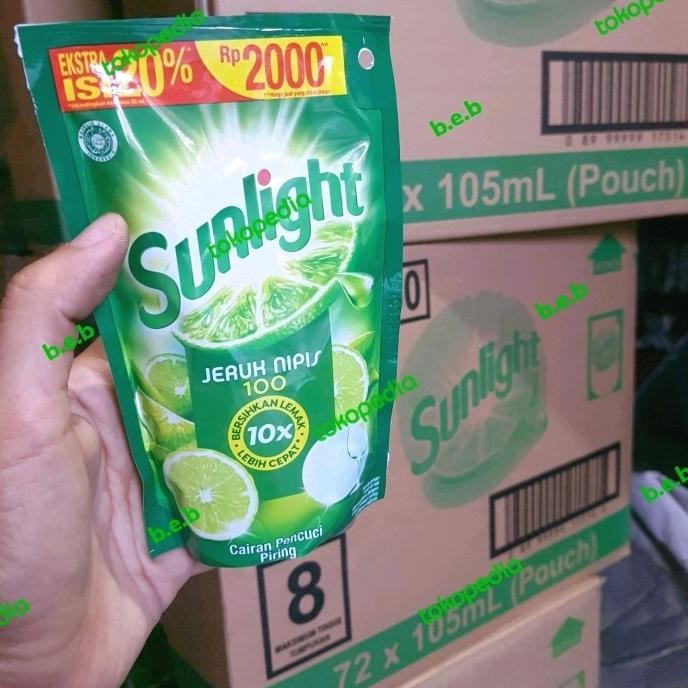 Sunlight 105Ml 2000 Grosir Dus Karton Isi 72 Pouch Cuci Piring Termurah