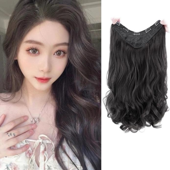 WANITA WIG RAMBUT KERITING PANJANG  HAIR CLIP CURLY HAIR CLIP U-SHAPE