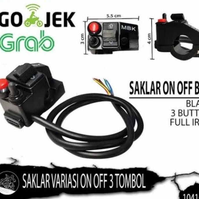 sale saklar holder besi kiri 3tombol / saklar motor kiri 3 button