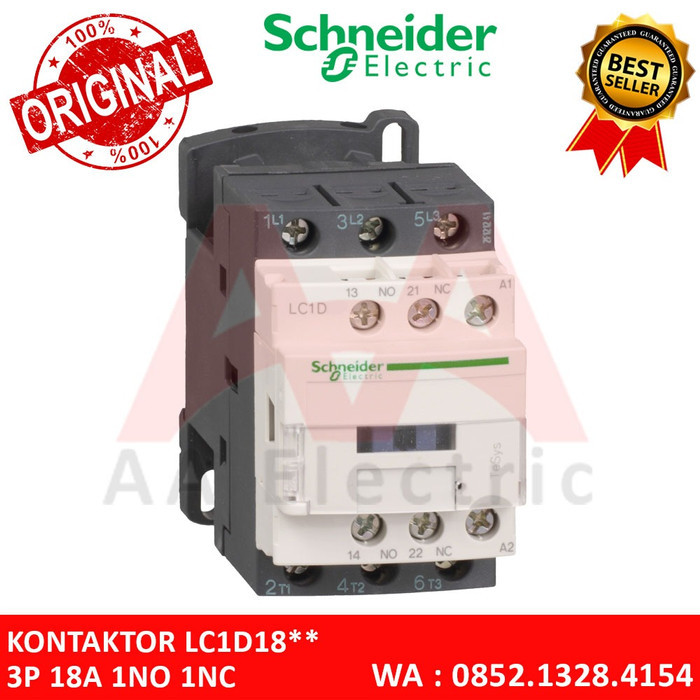 Kontaktor Lc1D18 / Contactor Lc1D18 Koil Ac Schneider