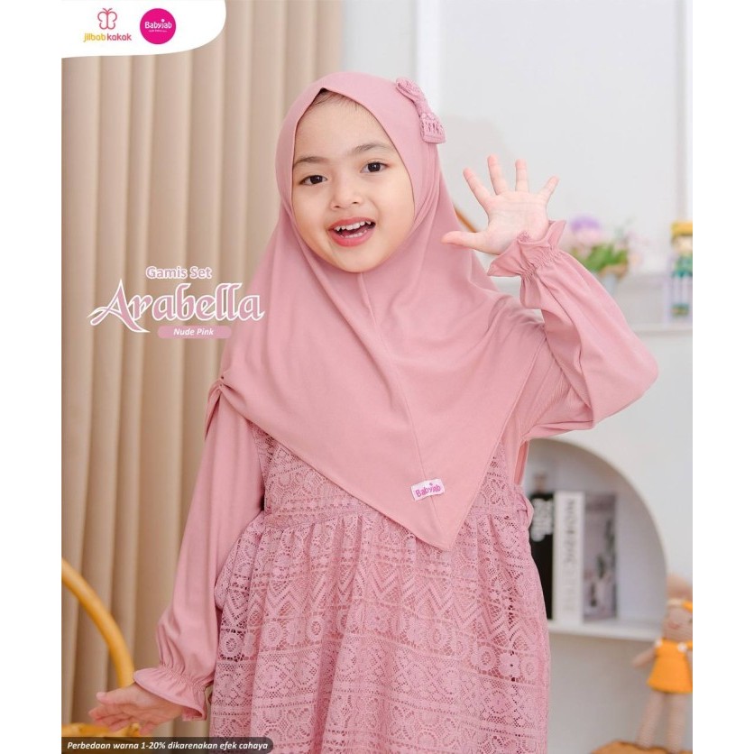 Promo ARABELLA GAMIS SET ANAK BY BABYJAB DRESS OUTER HIJAB  - NUDEPINK, 1