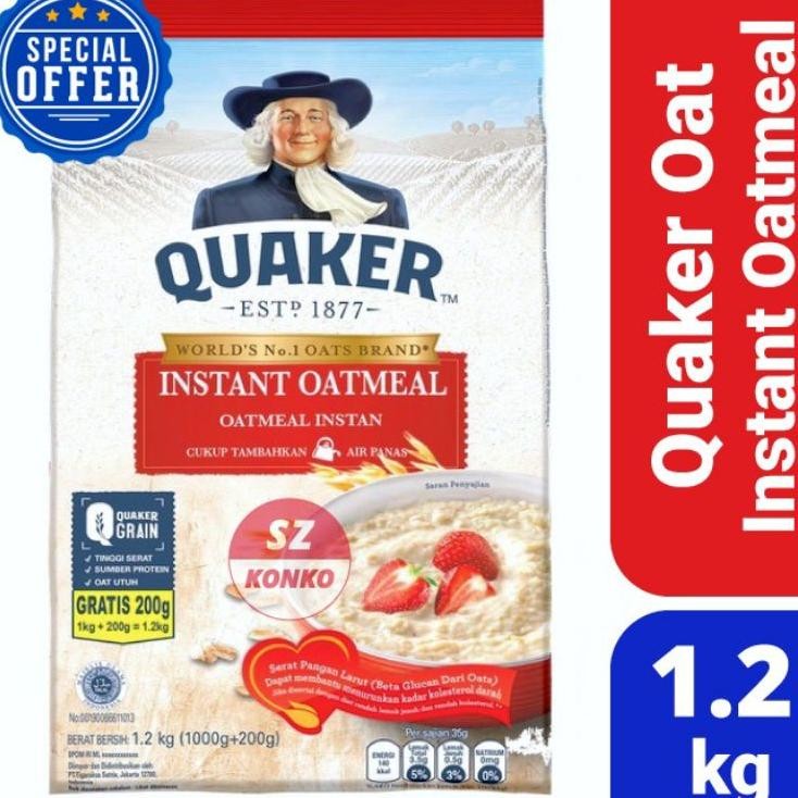 

Quaker Oatmeal Instant Merah 1.2 Kg - Quaker Oat Instan Sereal 1200 Gr
