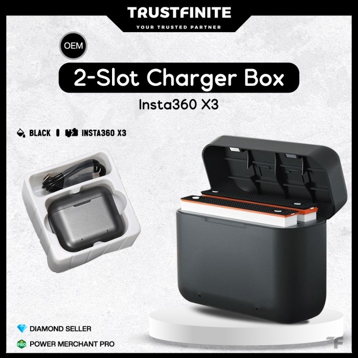 2 Slot Charger Box Fast Charging Insta360 X3 / Charger Insta 360 X3