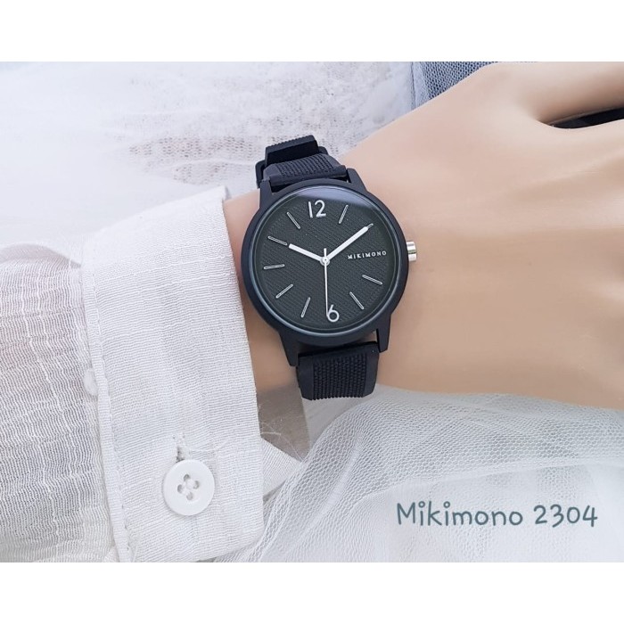 Best Seller Jam Tangan Wanita Mikimono 2304 Analog Original Rubber - Hitam