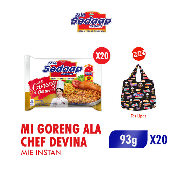 

Sedaap Mie Instan Goreng Ala Chef Bag 93 gr x20 Free Tas