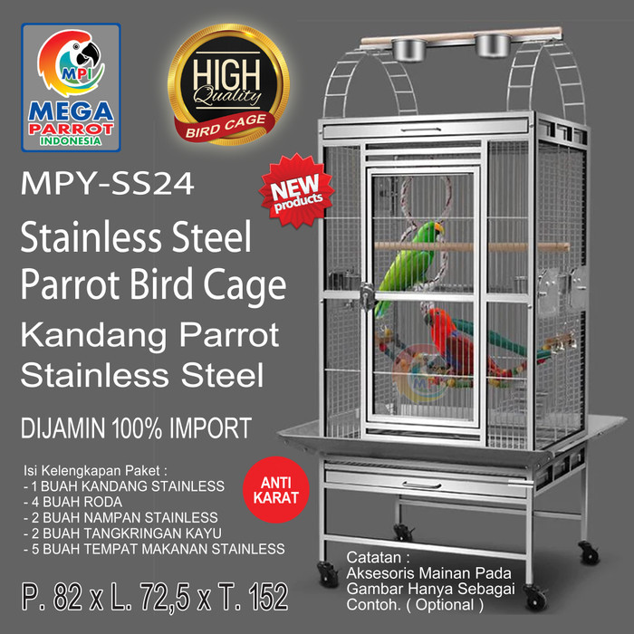 Kandang Burung / Sangkar Burung Stainless Steel African Grey MPY-SS24