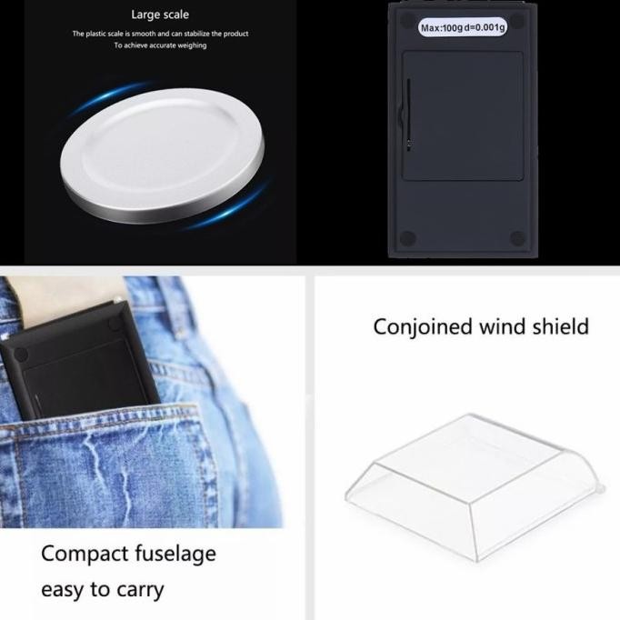 Timbangan Kecil Mini Pocket Scale Digital 0,001Gr 0.001G - 100G Junerasamer