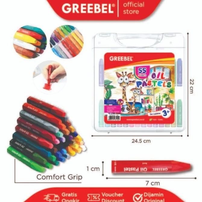 

Baru Update Greebel Crayon 55 Warna / Oil Pastel Greebel 55 Warna Neo