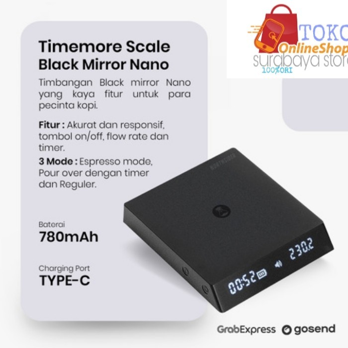 Black Mirror Timbangan Kopi Digital Usb Timemore Nano Scale