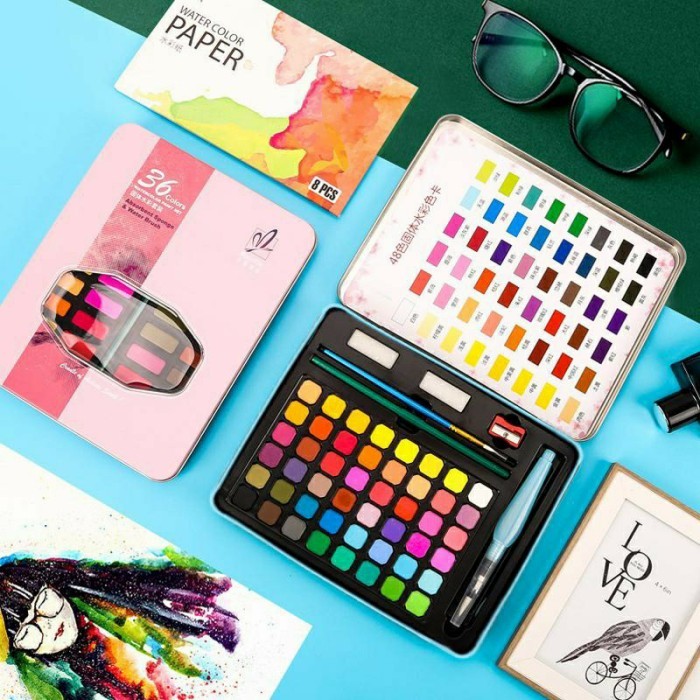 

TERBARU Water Color Set - Paket Lengkap cat air termasuk Kuas, Kertas Gambar