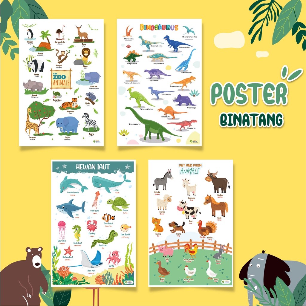 

Adaajaa Poster Edukasi Macam Macam Binatang Liar, Ternak, Laut, Reptil EJ708EKSLUSIF