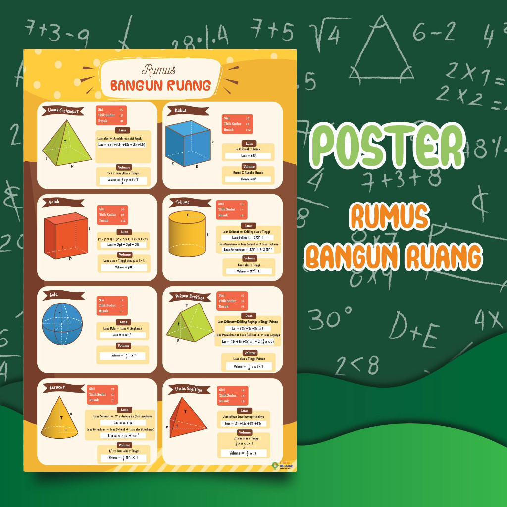 

Adaajaa Poster Belajar Rumus Bangun Ruang - Poster Edukasi Anak SD - Poster Matematika VP773STOK
