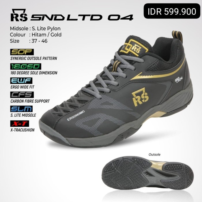 Sepatu badminton RS snd ltd 04 black
