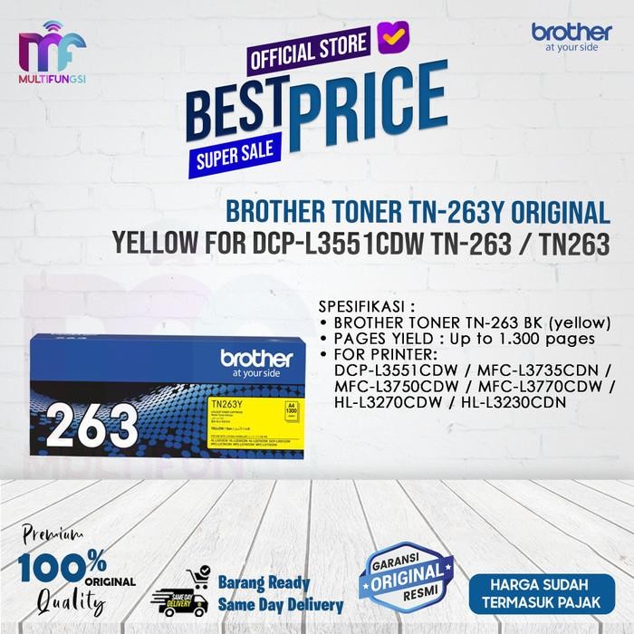 Brother Toner Tn-263Y Original Yellow For Dcp-L3551Cdw Tn-263 / Tn263
