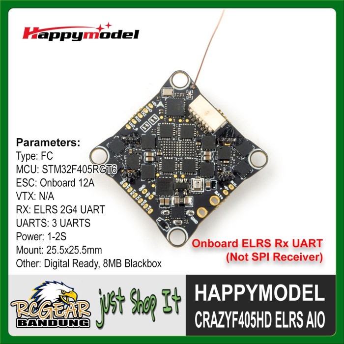 Happymodel CrazyF405HD ELRS AIO 1-2S F4 12A FC Digital HD FPV Drone