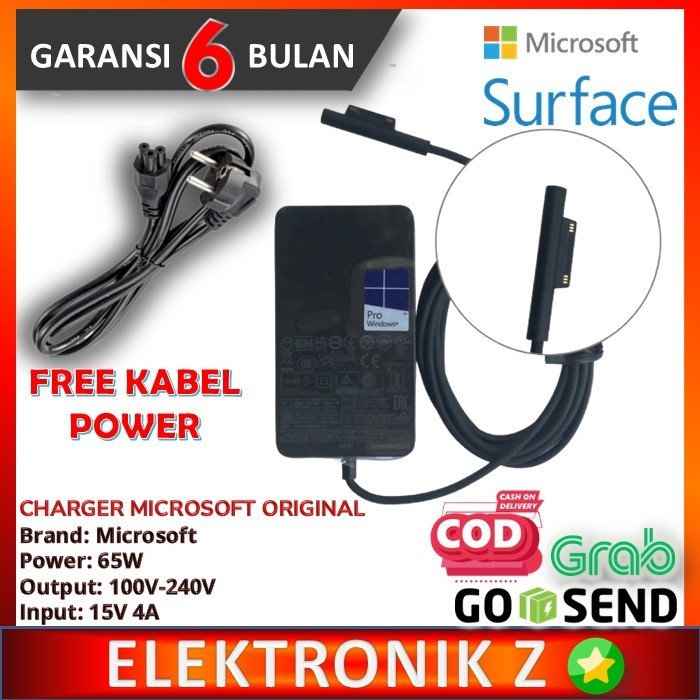 Charger Laptop Microsoft Surface PRO 4 15V 4A Original