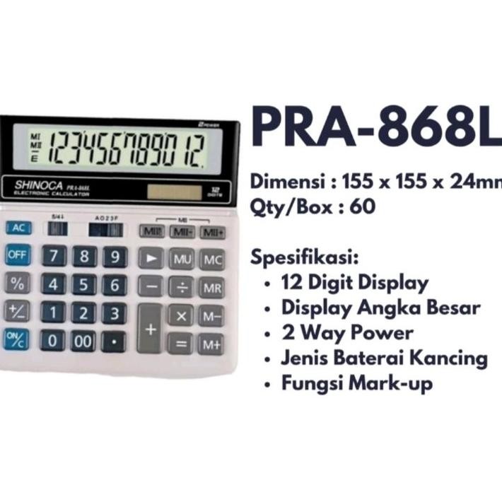 

Kalkulator Shinoca Pra 868L 12 Digit
