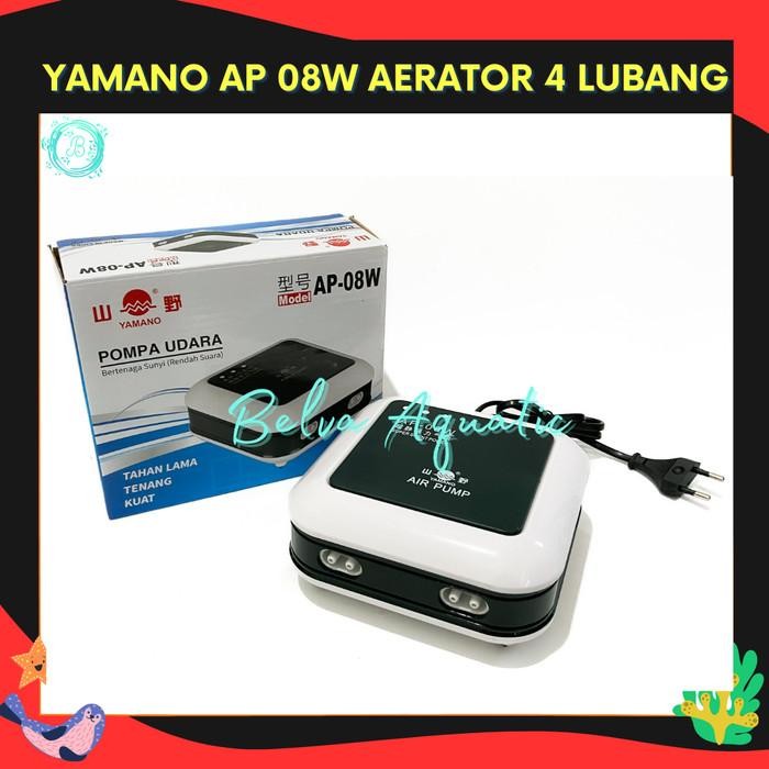 Yamano Air Pump Ap-08W Ap 08W Oksigen 4 Lubang Titik Aquarium Kolam