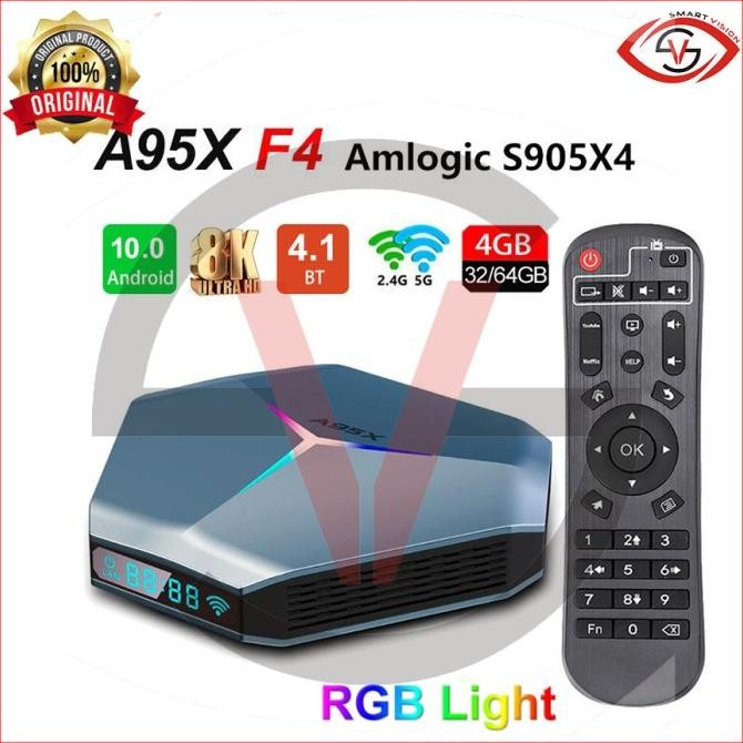 TJbox Android Tv Box A95X F4 Amlogic S905X4 4GB/32GB 8K Android10 USB3
