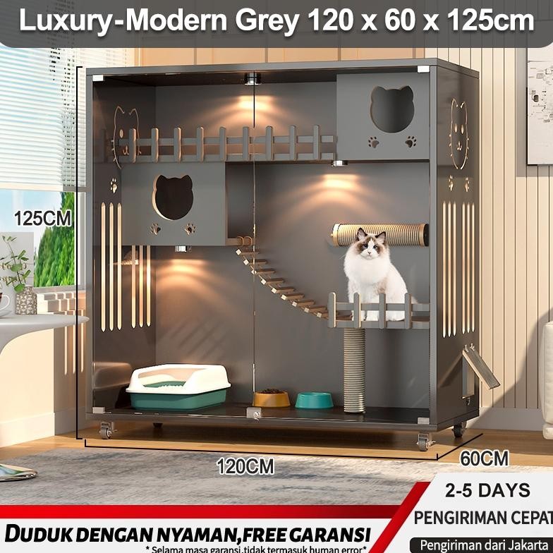 Rumah kucing mewah rumah kucing indoor Rumah kayu solid untuk kucing besar/Rumah kayu solid untuk ku