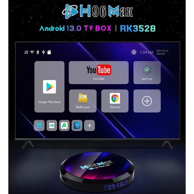 Android TV Box H96 MAX 4GB 64GB Bluetooth Miracast Resolusi 4K