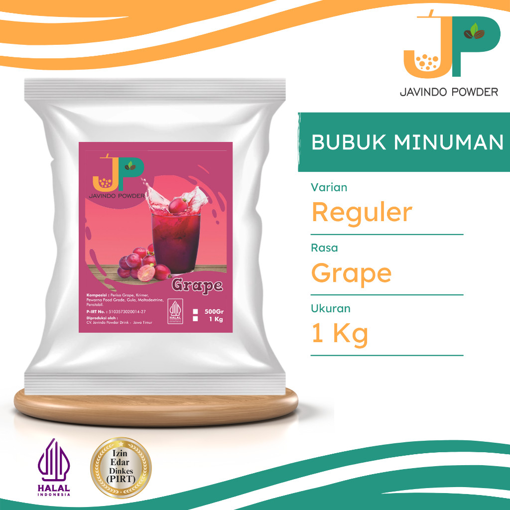 

JAVINDO Bubuk Minuman Reguler Rasa Grape / Anggur 1 Kg Javindo Powder