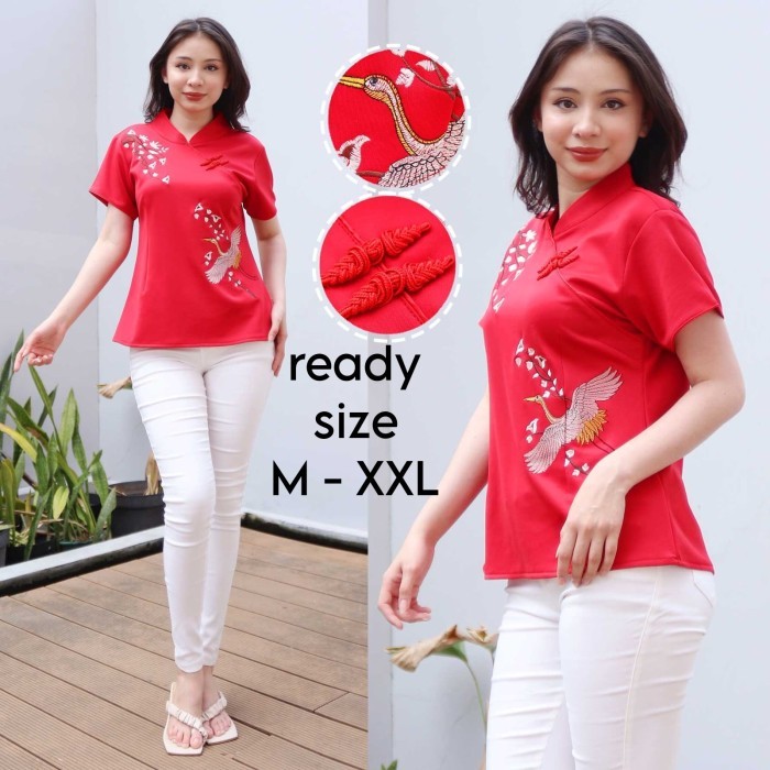 Lellay - Blouse Imlek Blouse Cheongsam Blouse Chongsam Blouse Merah Imlek