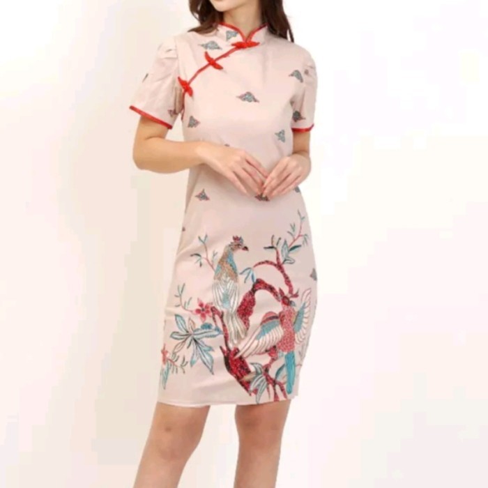 Lellay - Bm - Cashmere Dress Cheongsam Floral Baju Wanita Imlek Mml