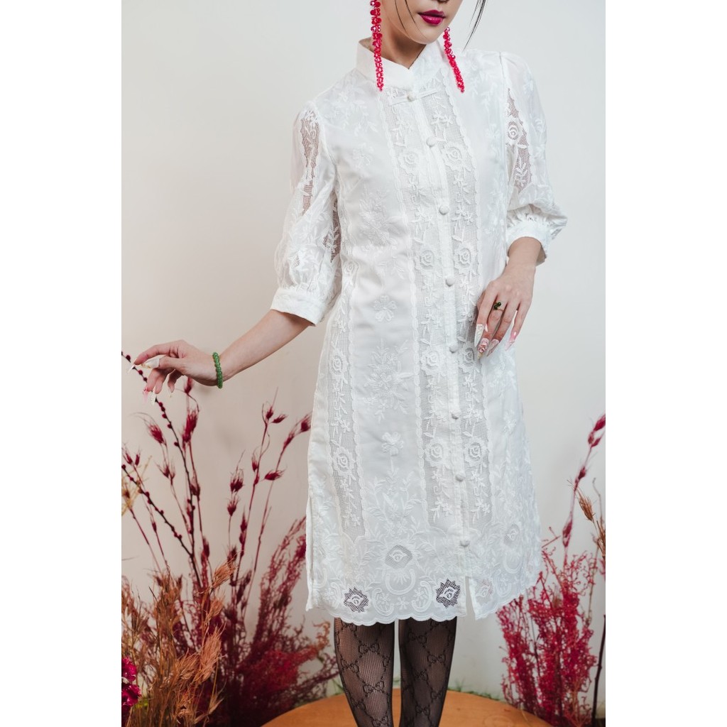 Lellay - Celestial - Mandarin Peony Cheongsam - Outer Dress Qipao