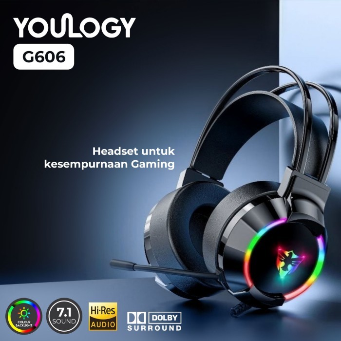 Headset E-Sport Dolby surround 7.1 RGB YouLogy G606