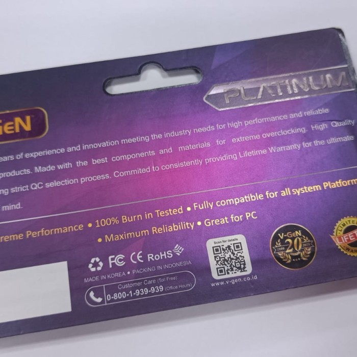 RAM DDR4-VGEN PLATINUM 8GB PC19200/2400Mhz Good Quality