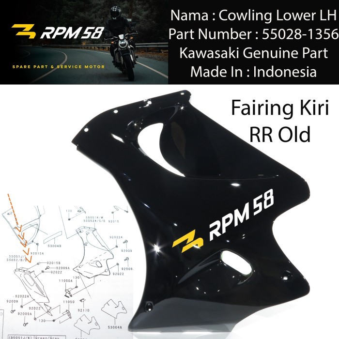 Fairing Bawah Ninja Rr Old Original Kiri Kanan 55028-1356 55028-1357