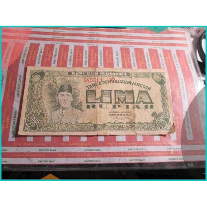uang rp 5 soekarno ori 2 djogjakarta 1 januari 1947 iklan L845 11OKTZ4