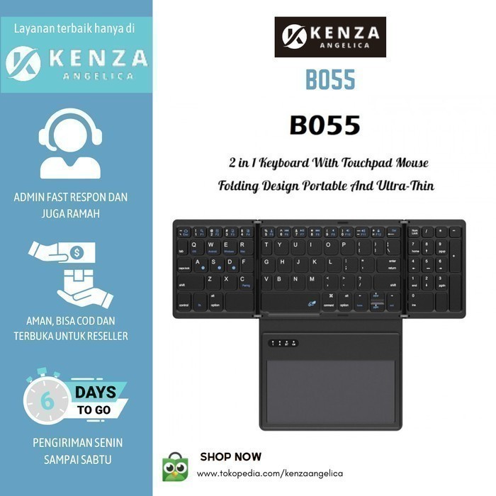 B055 - Universal Wireless Slim Folding Keyboard with Touchpad