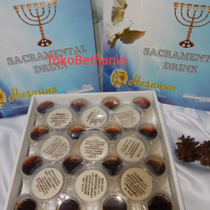 

Hosti ayat besar dan Anggur perjamuan kudus dalam 1 kemasan (5cm)