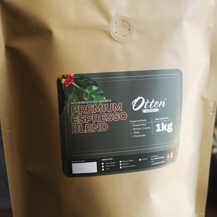 

Premium Espresso Blend 1kg Biji Bubuk Kopi Arabica Robusta Otten Coffee - Commercial Blend