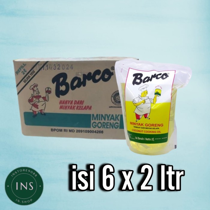 

Barco Minyak Goreng Kelapa BARCO / Coconut Oil 2 Liter Dus isi 6 Pouch