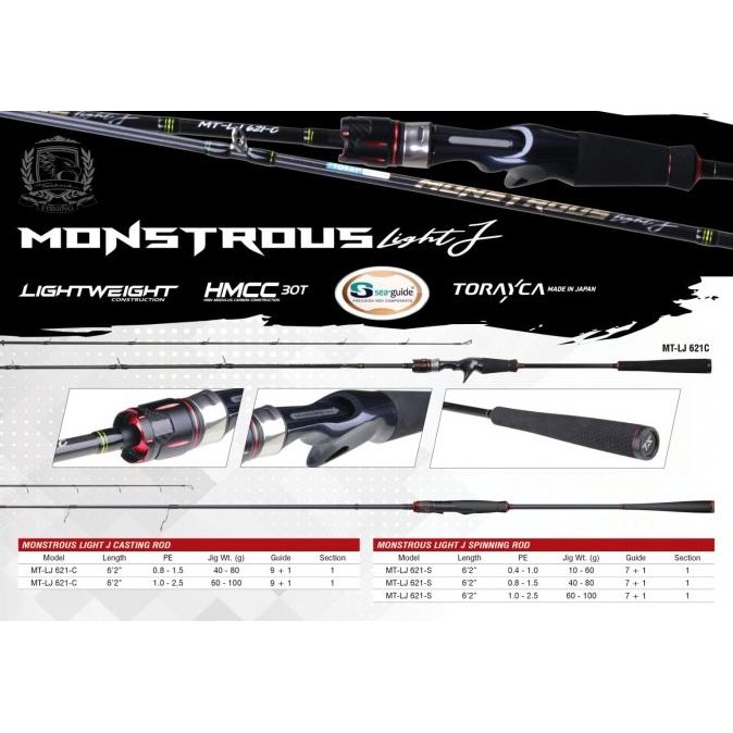 joran light jig seahawk monstrous ONE PIECE 621SP 621BC PE0.4-1.0 PE0.8-1.6 PE1.0-2.5 FREE PIPA rod 