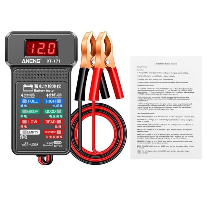 Aneng Tester Baterai Aki Mobil Digital Led Screen 12V Clamp - Bt-171