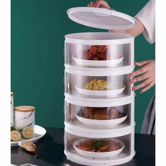 TUDUNG SAJI SUSUN VIRAL 5 TINGKAT RAK MAKANAN SUSUN KOTAK PENYIMPANAN