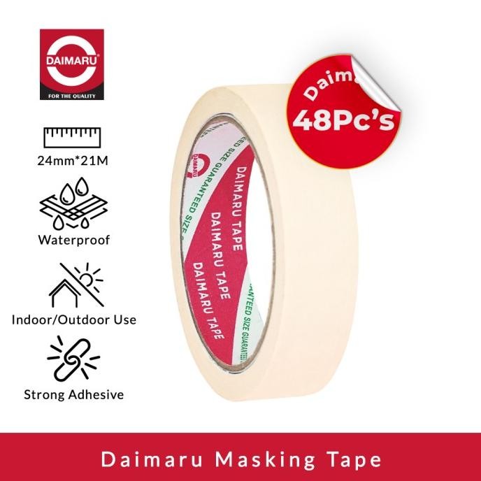 

[Paket 48 pcs] Daimaru Masking Tape Lakban Kertas Cream 24mm x 21meter 2112