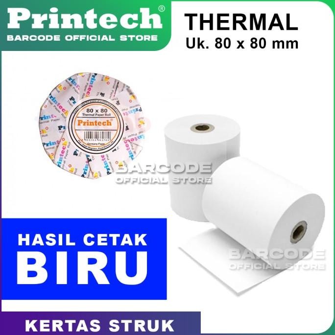 

KERTAS THERMAL PRINTECH 80X80MM / 80X80 / 80 X 80 MM CETAK BIRU / BLUE
